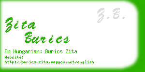 zita burics business card